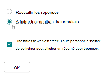 Sélectionnez Afficher les résultats du formulaire
