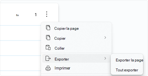 Exporter à partir du menu Page