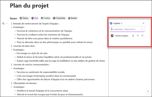 Certains font du texte plus court comme exemple sur la façon d’affiner les résultats de Copilot