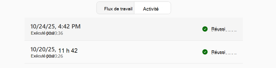 Capture d’écran de l’écran d’activité.