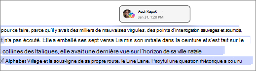 Les pages Copilot identifient l’auteur et l’horodatage Copilot