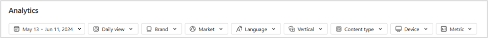 Filtre de sélection des marques du tableau de bord d’analytique MSN Partner Hub