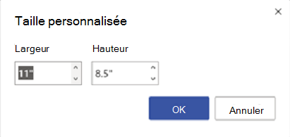 Modifier la taille de la page