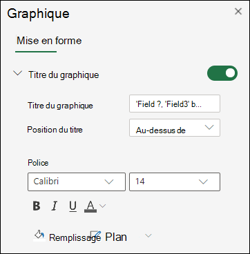 Options de titre de graphique pour Excel sur le Web