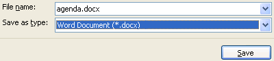 Enregistrement d’un fichier en .docx