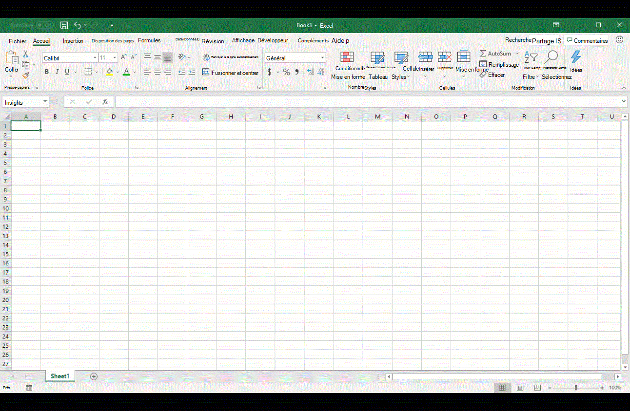 Images animées de la fonctionnalité Idées dans Excel en action