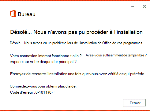 Message Installation impossible