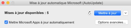 Fenêtre mise à jour automatique Microsoft (AutoUpdate) lorsque des mises à jour sont disponibles.