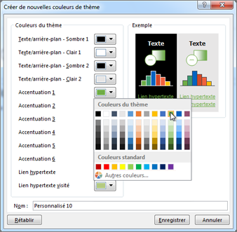 Modifier une couleur de thème