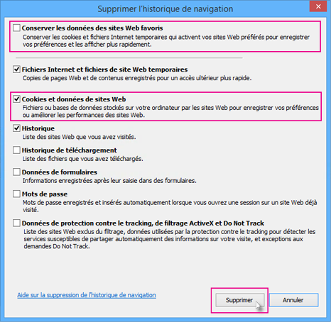 Supprimer l’historique de navigation