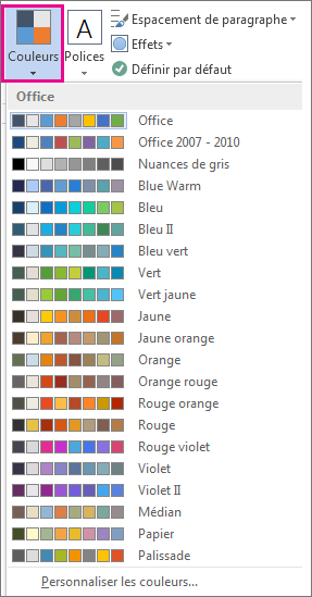 Galerie Couleurs de thème