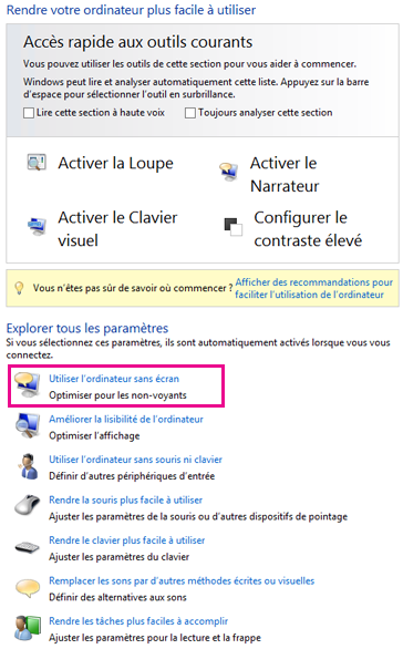 Options d’ergonomie dans Windows