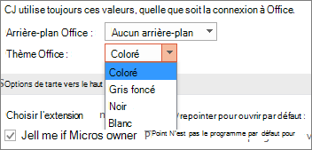 Options de thème Office dans PowerPoint 2016