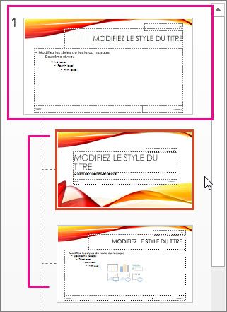 Masque des diapositives et deux dispositions