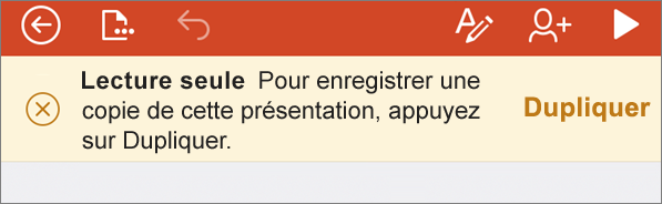 Notification Lecture seule après avoir ouvert un fichier ODF sur PowerPoint pour iPhone