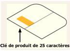 clé de produit située à l’intérieur de l’emballage sur une étiquette sur le côté gauche du boîtier