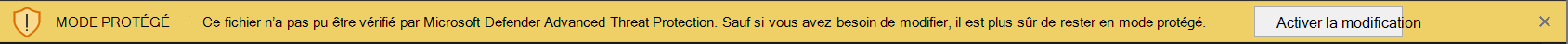 Capture d’écran de la barre métier MDATP si une erreur se produit lors de l’analyse du fichier