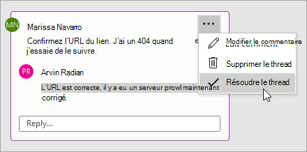 Travailler avec un commentaire