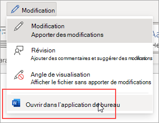 Image de la commande Ouvrir dans l’application de bureau