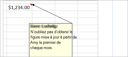 Ajouter une note à votre feuille de calcul