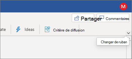 Ruban moderne avec le contrôle Commutateur de ruban mis en surbrillance