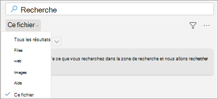 Affiche la recherche dans Word