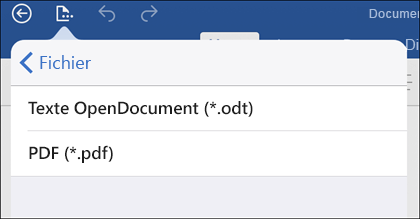 Appuyez sur Exporter le fichier > pour exporter votre document au format PDF.