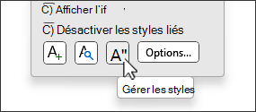 Bouton Gérer les styles dans la boîte de dialogue Styles