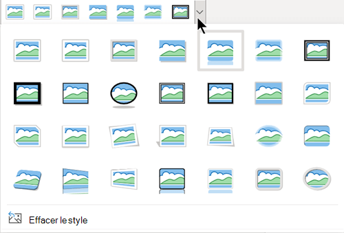 La galerie d’options Styles d’image comprend trois formes ovales et de nombreux rectangles.