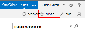 Suivre un site SharePoint Online et ajouter le lien vers votre page Sites dans Office 365.