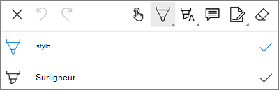 OneDrive pour Android PDF Markup Pen Menu