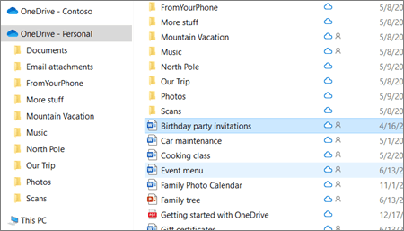 Capture d’écran montrant le dossier OneDrive - Personnel dans l’Explorateur de fichiers.