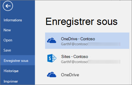 Enregistrement d’un document Word dans OneDrive Entreprise