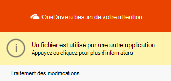 Boîte de dialogue Fichier OneDrive en cours d’utilisation