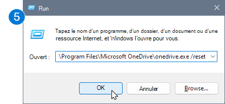 Capture d’écran de la commande Exécuter de la boîte de dialogue.