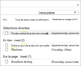Utilisez la fonction de recherche pour rechercher des notes n’importe où dans OneNote.