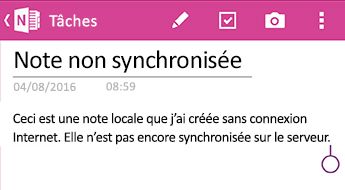 Note non synchronisée dans OneNote pour Android