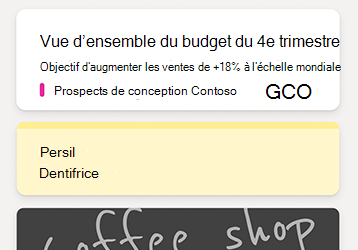 Exemples de notes dans le flux OneNote