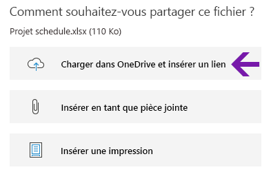Options d’insertion de fichier dans OneNote pour Windows 10