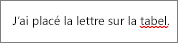 Faute d’orthographe marquée avec une ligne rouge ondulée