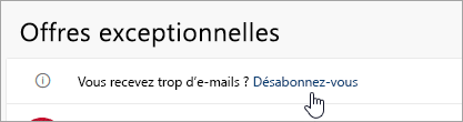 Capture d’écran du bouton Se désabonner