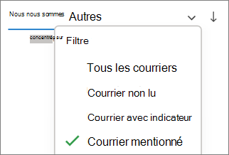 Filtrer sur Courrier mentionné dans Outlook pour Windows