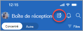 Affiche l’icône à gauche de la cloche de notification, qui affiche les e-mails de haute priorité ou les e-mails qui ont besoin d’une réponse.