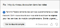 Affiche le résumé dans Outlook. Sous le résumé se trouve un bouton qui indique Afficher le résumé complet.