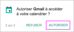 Autoriser le calendrier