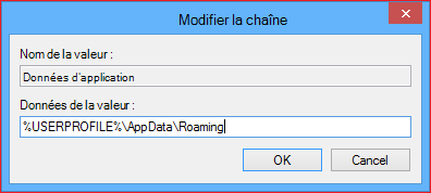 Dans la zone Données de la valeur, tapez le chemin d’accès suivant, puis cliquez sur OK.