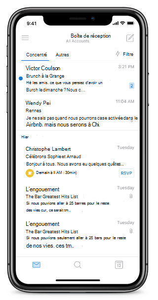 Affiche un écran iPhone sans bouton Accueil.