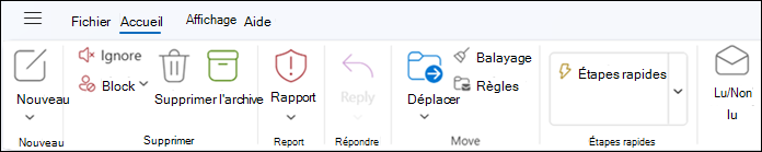Ruban dans le nouvel Outlook pour Windows