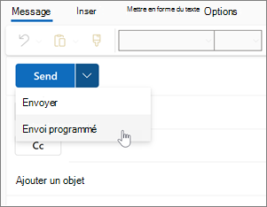 Utilisation de l’envoi planifié dans le nouvel Outlook pour Windows