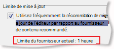 Paramètre de limite de mise à jour de flux RSS